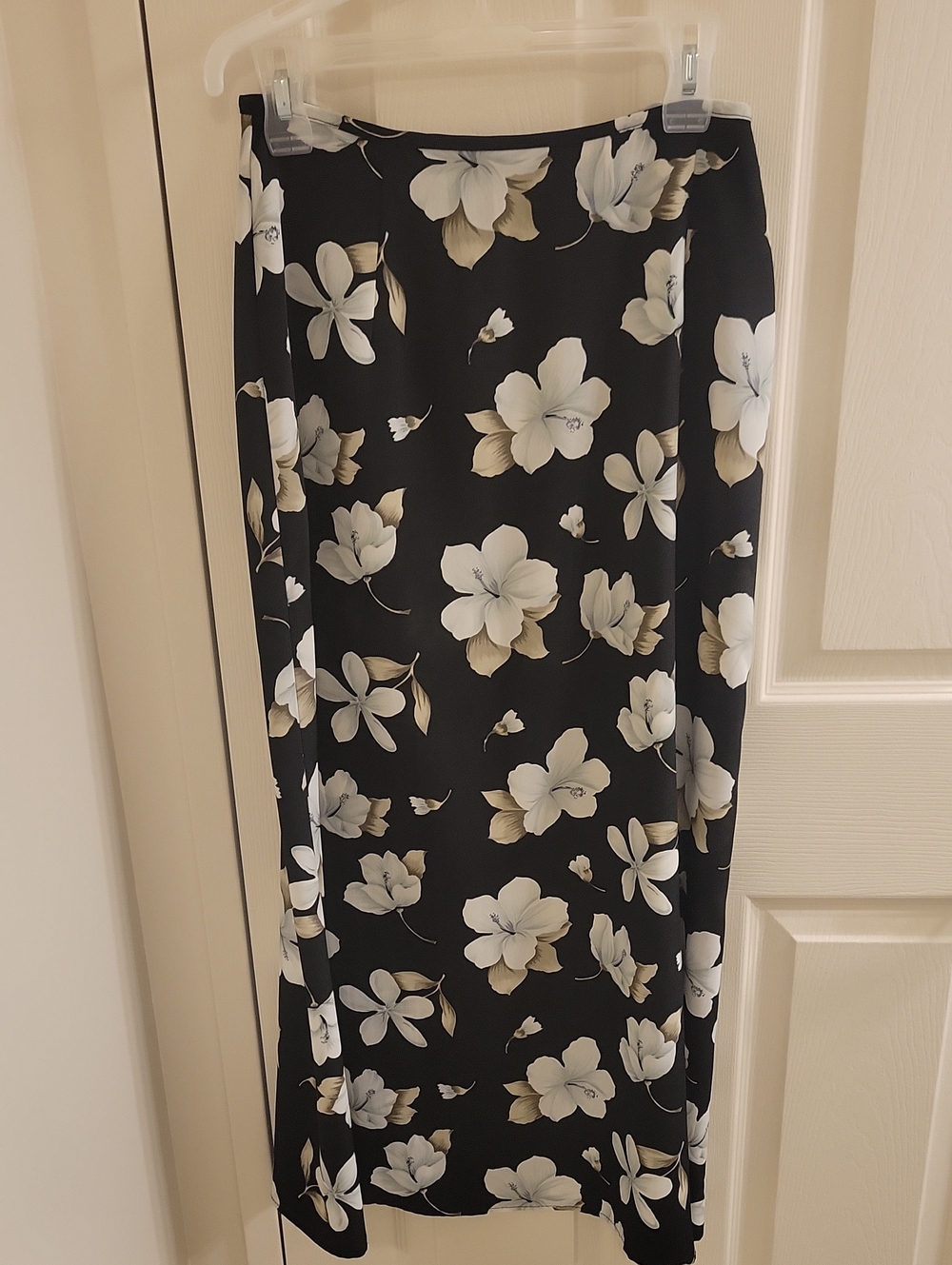 Black Skirt with White and Cream Floral Print